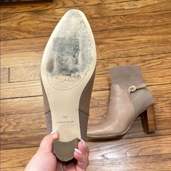 Cole Haan Tan Ankle Boots with Chunky Heel - Picture 3 of 4